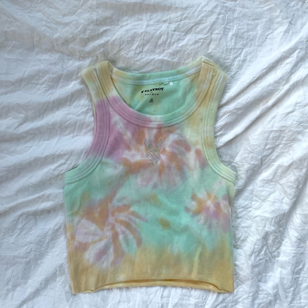 Playboy Tie-Dye Muscle Tee Crop